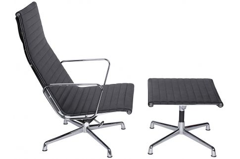 Eames style Aluminium Group Lounge Chair & Ottoman EA 124/125 (кресло для переговорных с подставкой для ног)